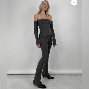 Et Clet Cozy Lounge Set Womens Plush Knit Top & Pants Matching Set M 0282